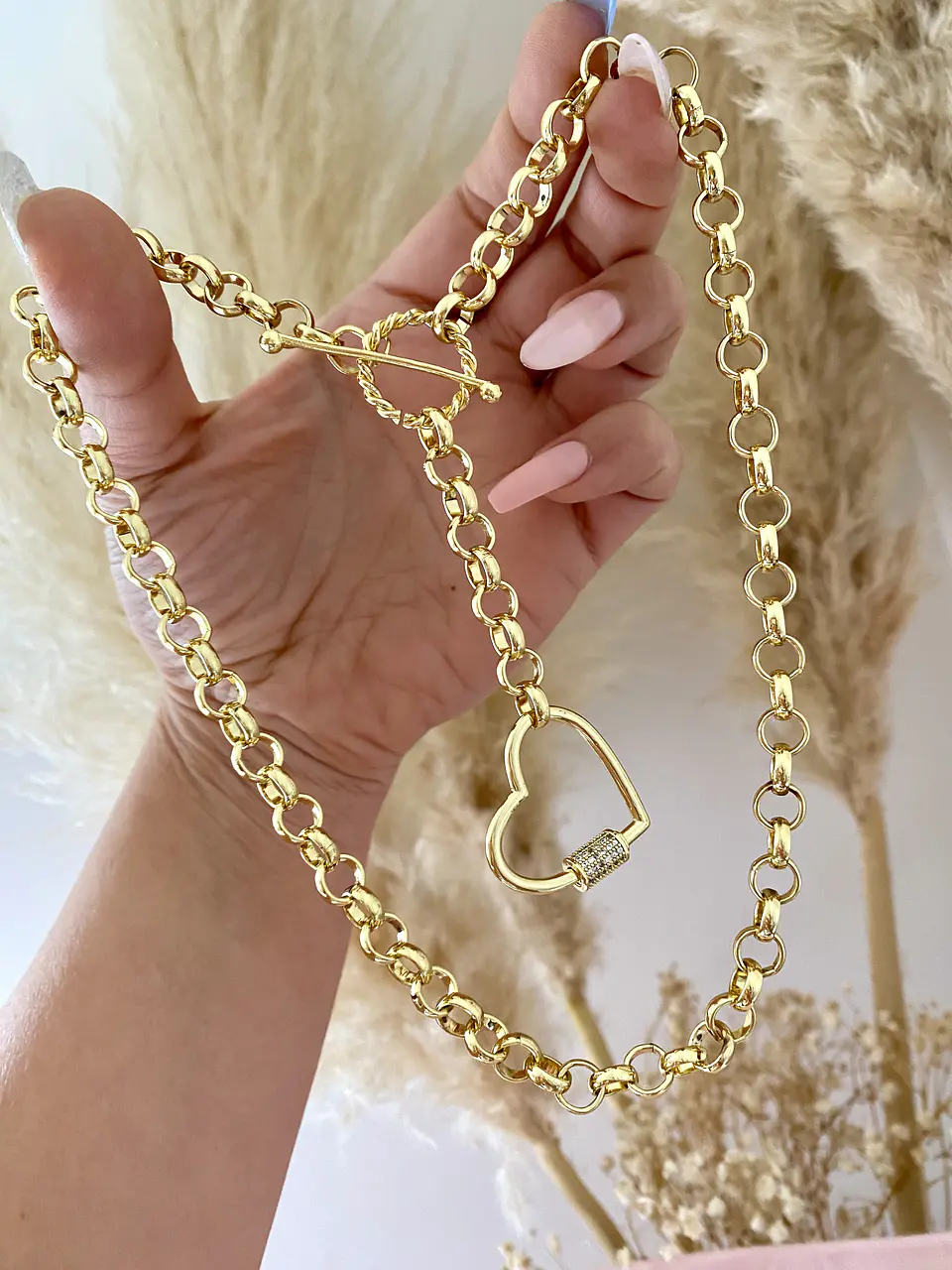 Collar Corazón Silueta maxi Eslabones redondos  1