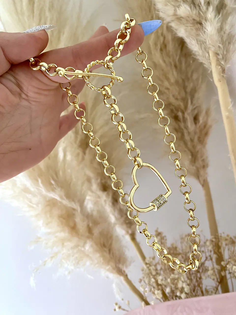 Collar Corazón Silueta maxi Eslabones redondos  2