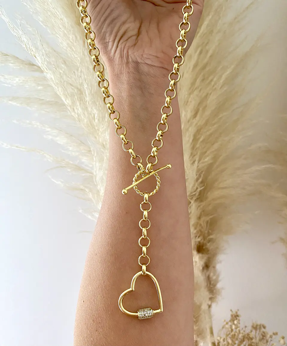 Collar Corazón Silueta maxi Eslabones redondos  3