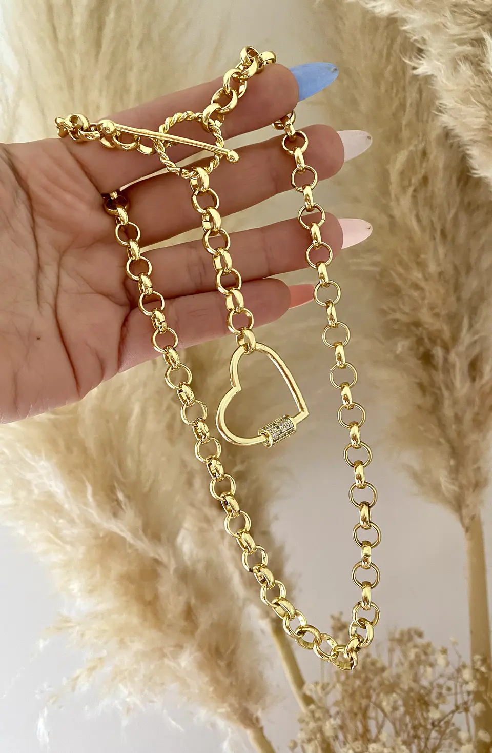 Collar Corazón Silueta maxi Eslabones redondos  4
