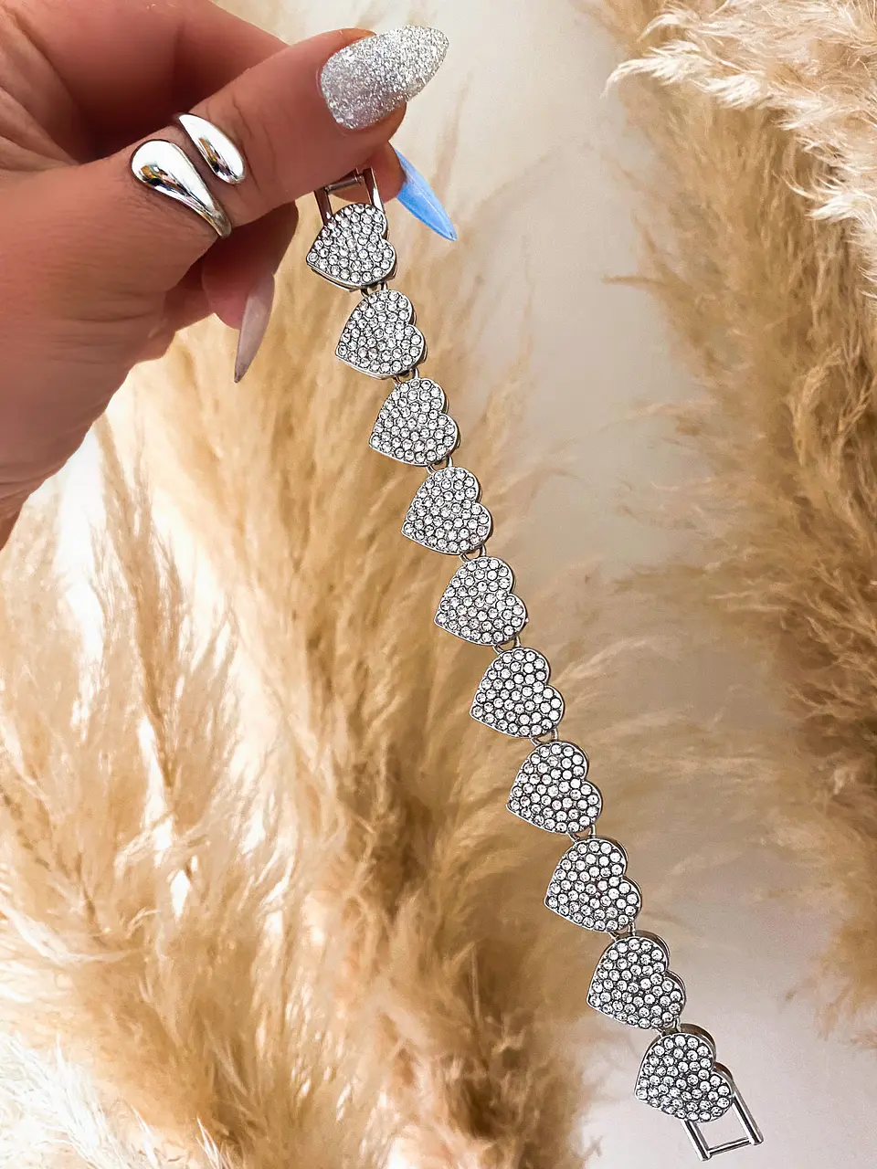 Maxi Pulsera 10 Corazones Circones Silver 2
