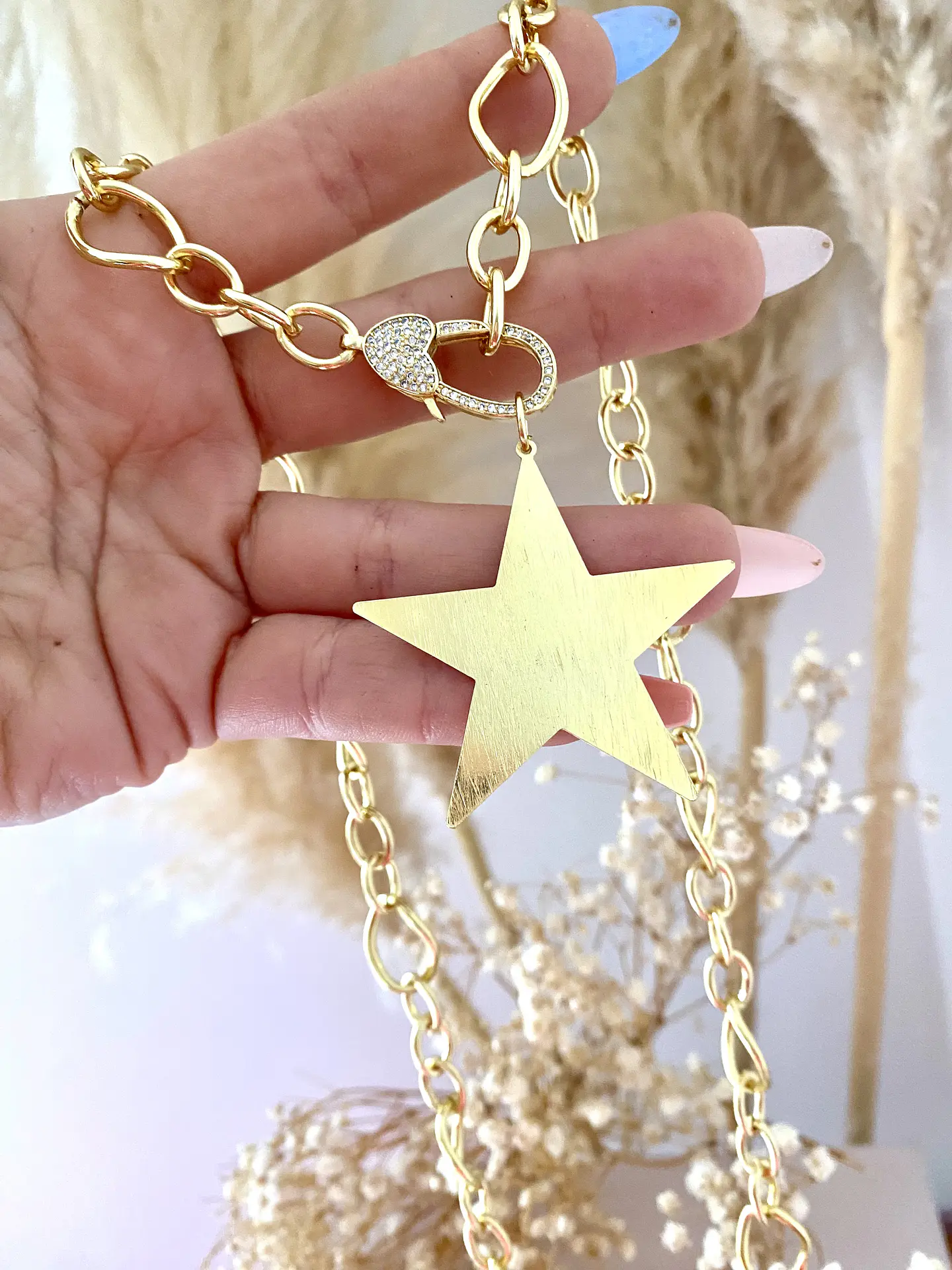 Collar XL Maxi Estrella Lijada Broche Circones  1