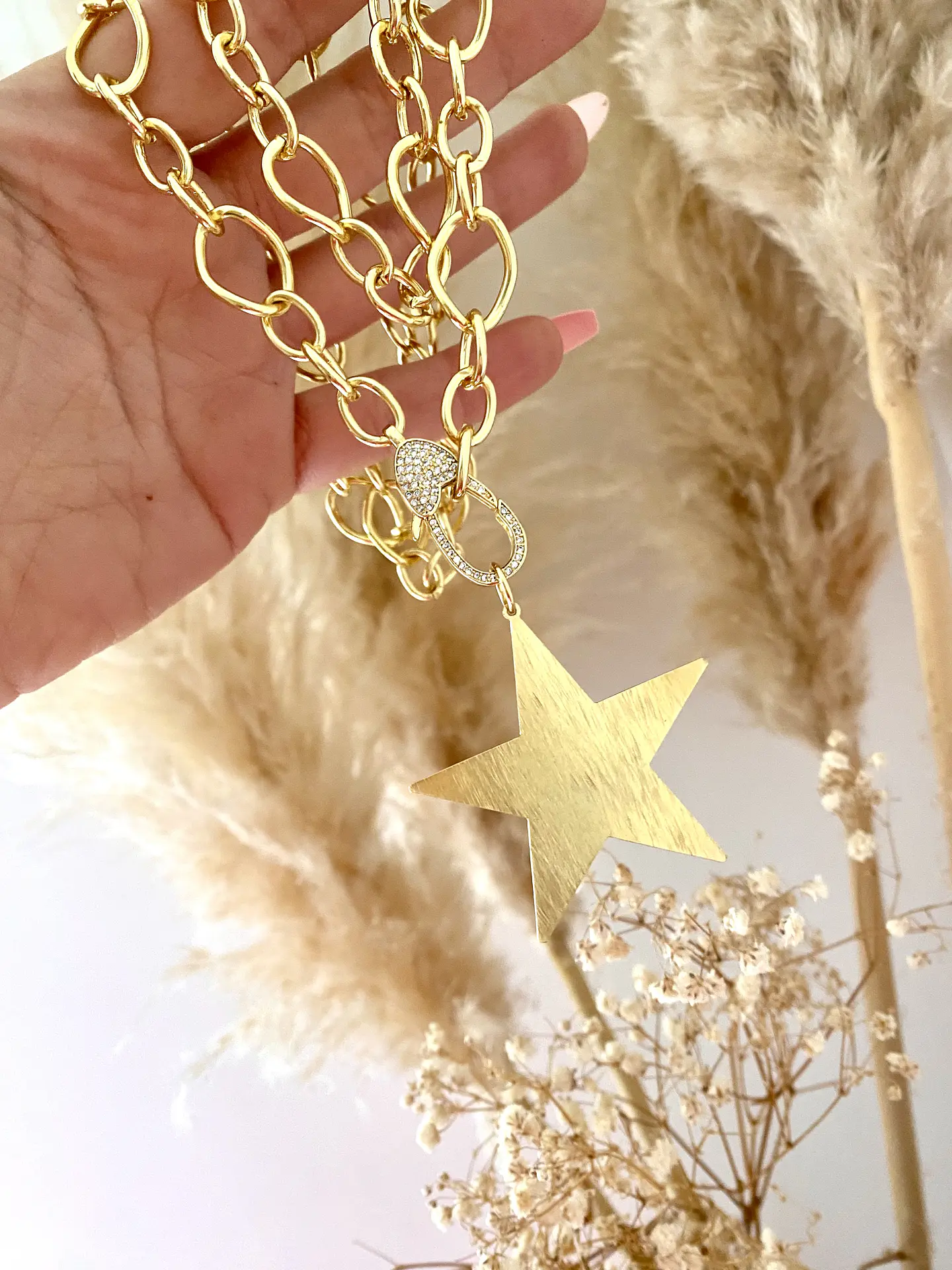 Collar XL Maxi Estrella Lijada Broche Circones  3