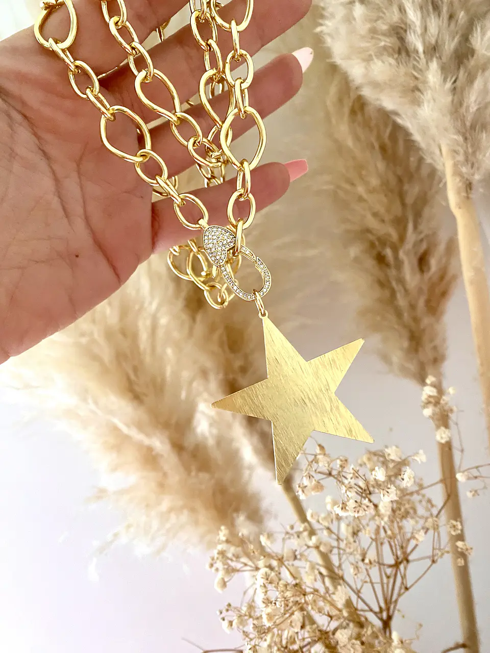 Collar XL Maxi Estrella Lijada Broche Circones  3