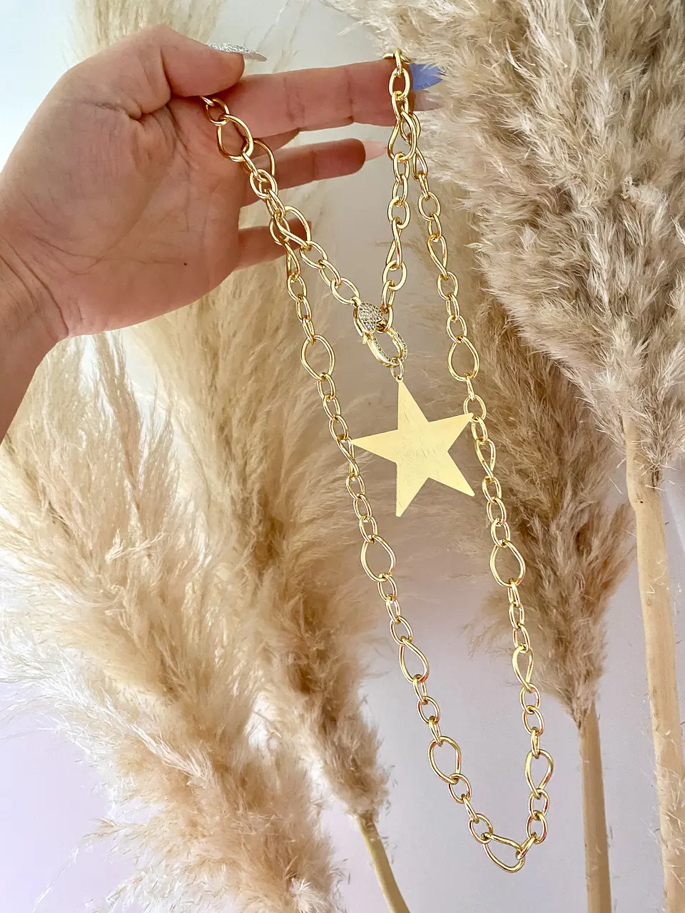 Collar XL Maxi Estrella Lijada Broche Circones  2