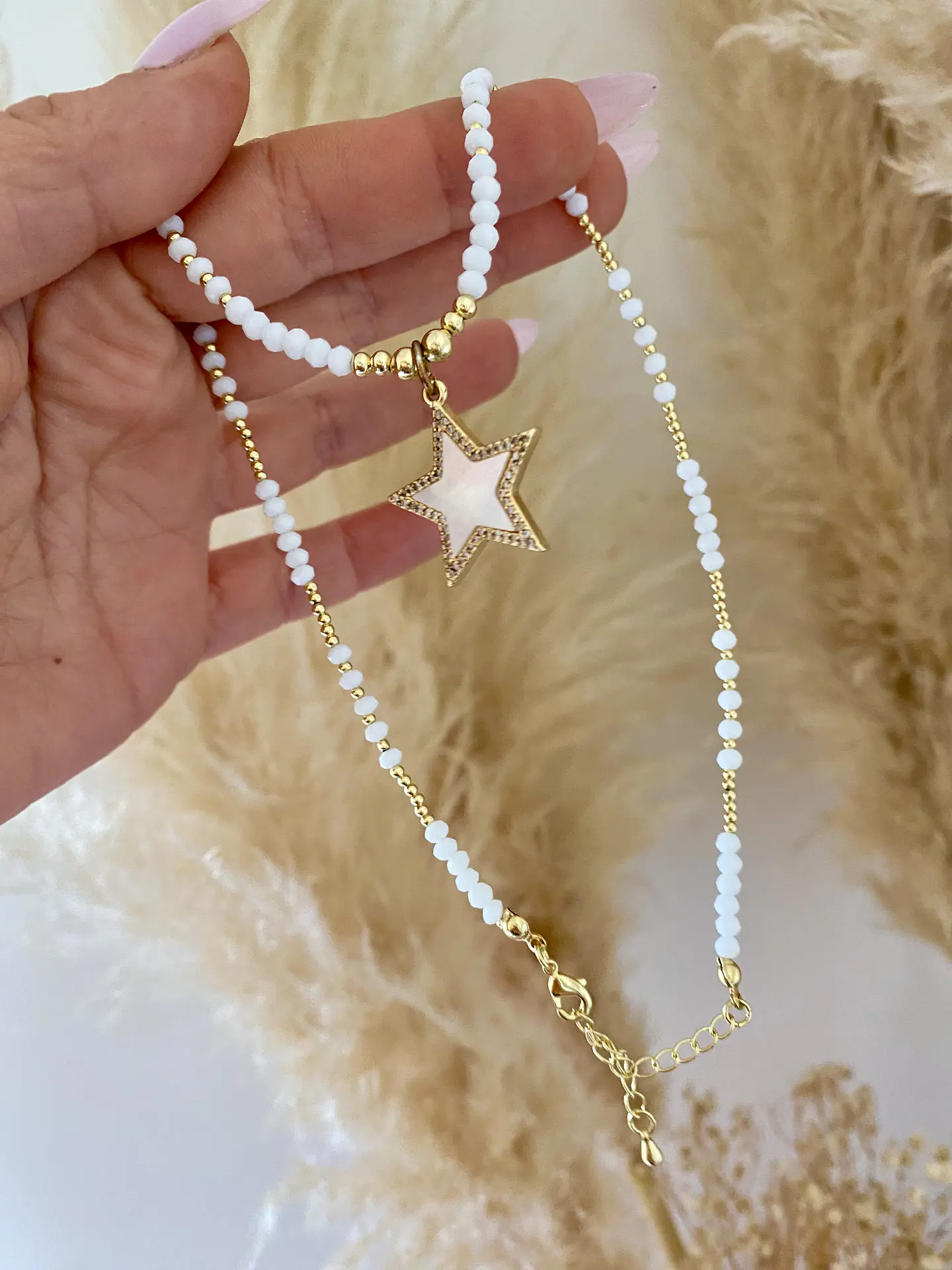 Collar Estrella Blanca balinés y miyuki 3