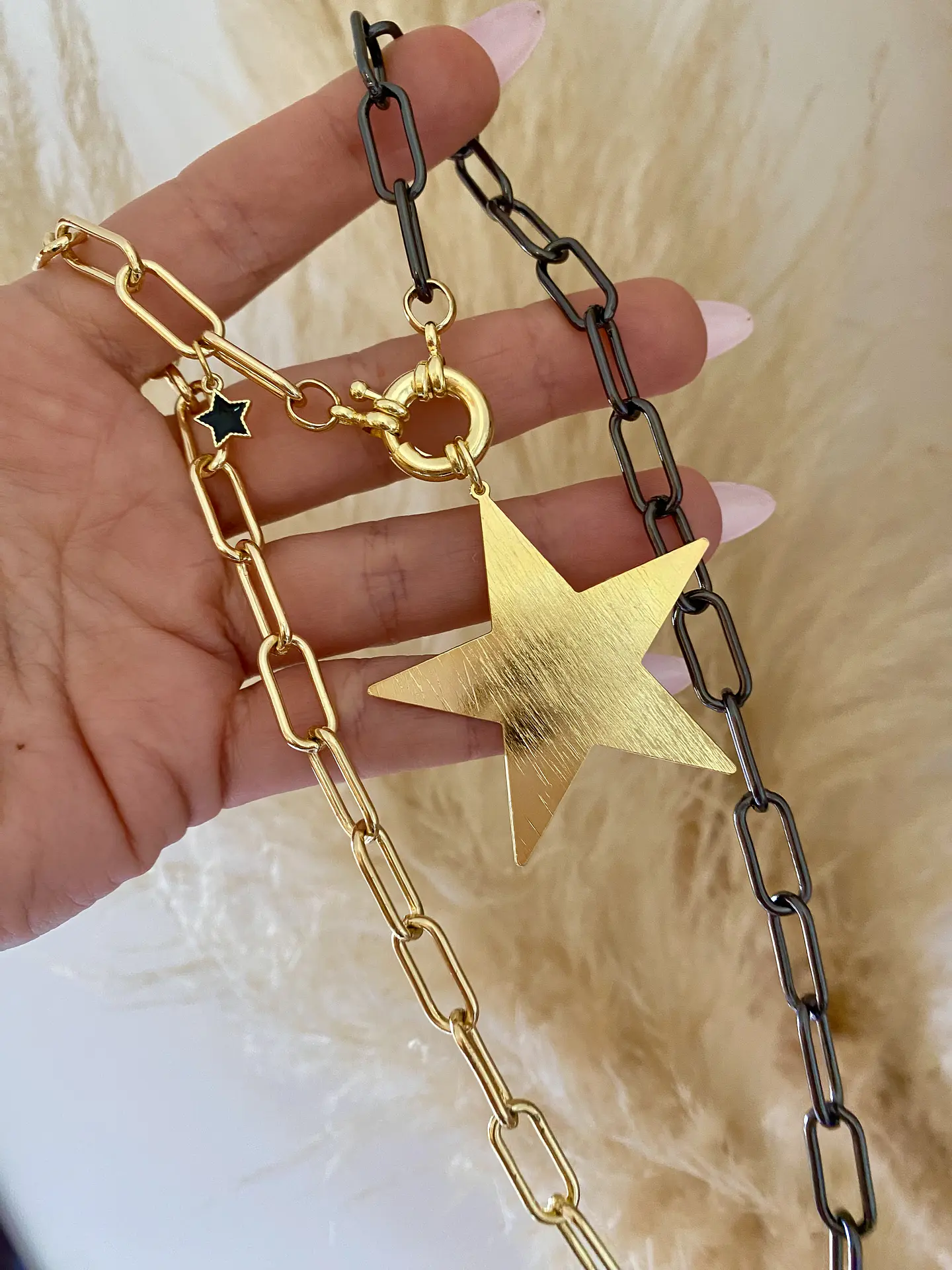 Collar Maxi Estrella lijada eslabones Gold & Black  2