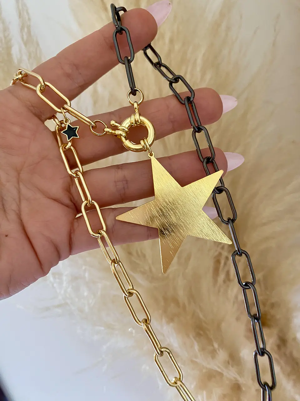 Collar Maxi Estrella lijada eslabones Gold & Black  2