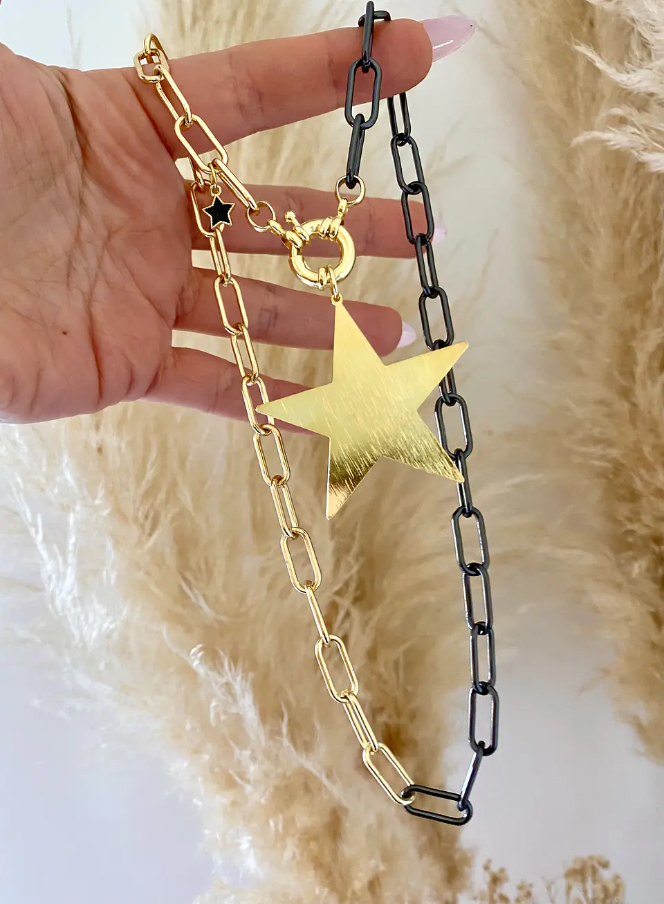 Collar Maxi Estrella lijada eslabones Gold & Black  4