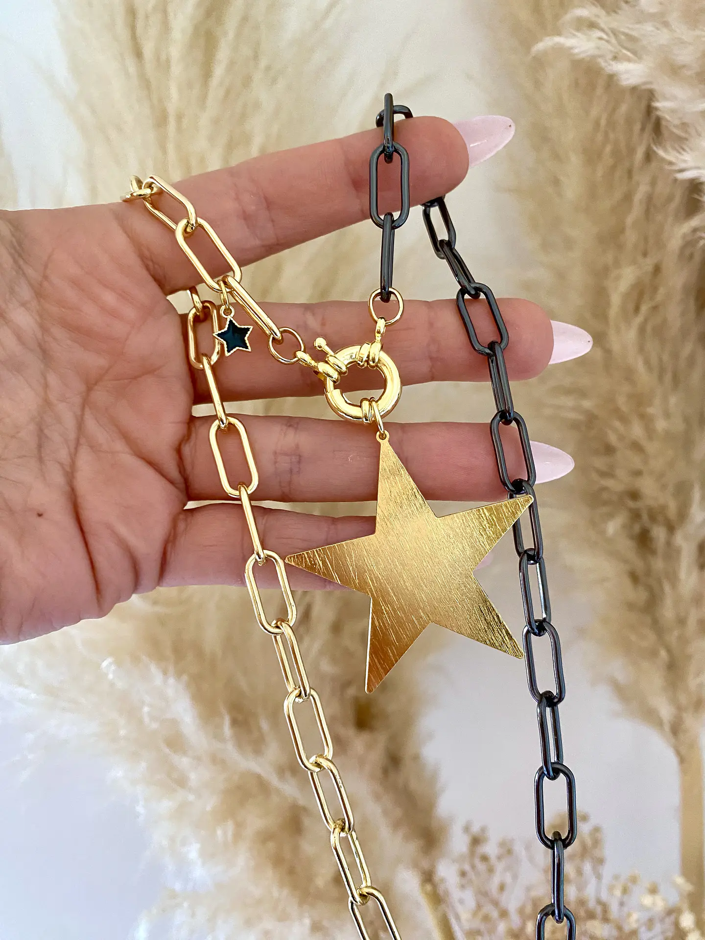 Collar Maxi Estrella lijada eslabones Gold & Black  5