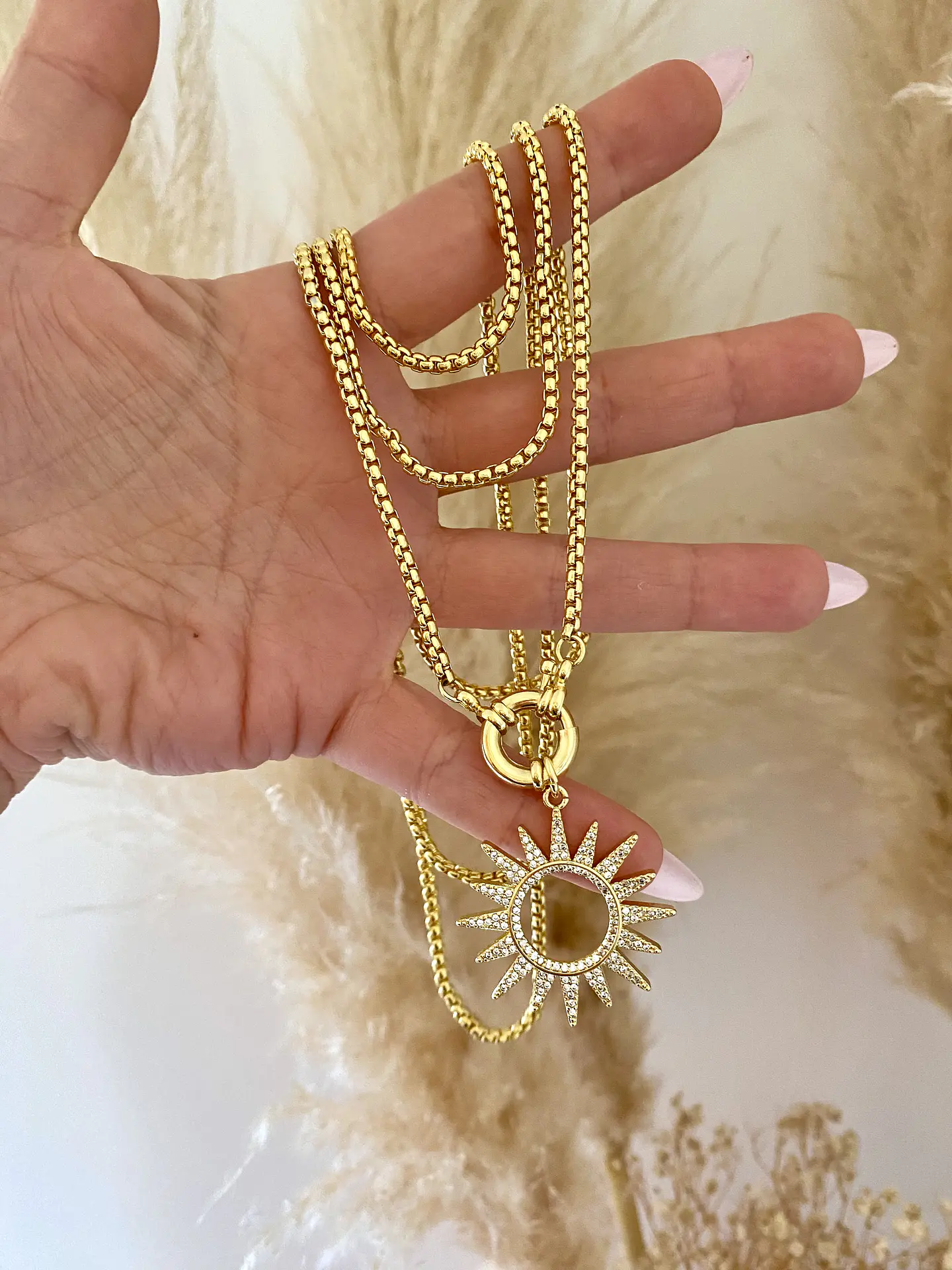 Collar Extra Largo Sol Circones Gold 1
