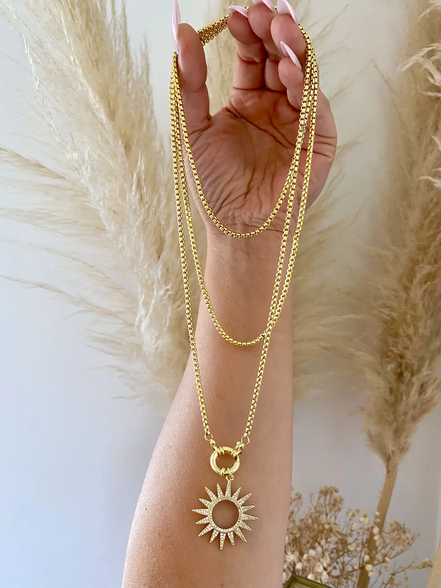 Collar Extra Largo Sol Circones Gold 2