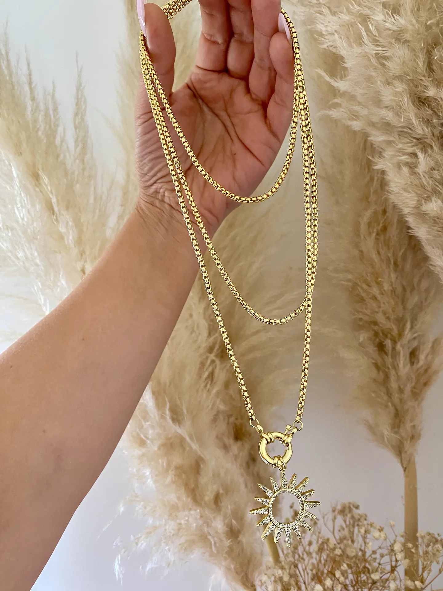 Collar Extra Largo Sol Circones Gold 4