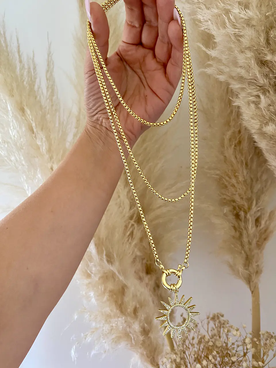 Collar Extra Largo Sol Circones Gold 4