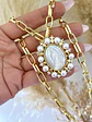 Collar Medallón Virgen Nácar Perlas y Circones gold  - Miniatura 1