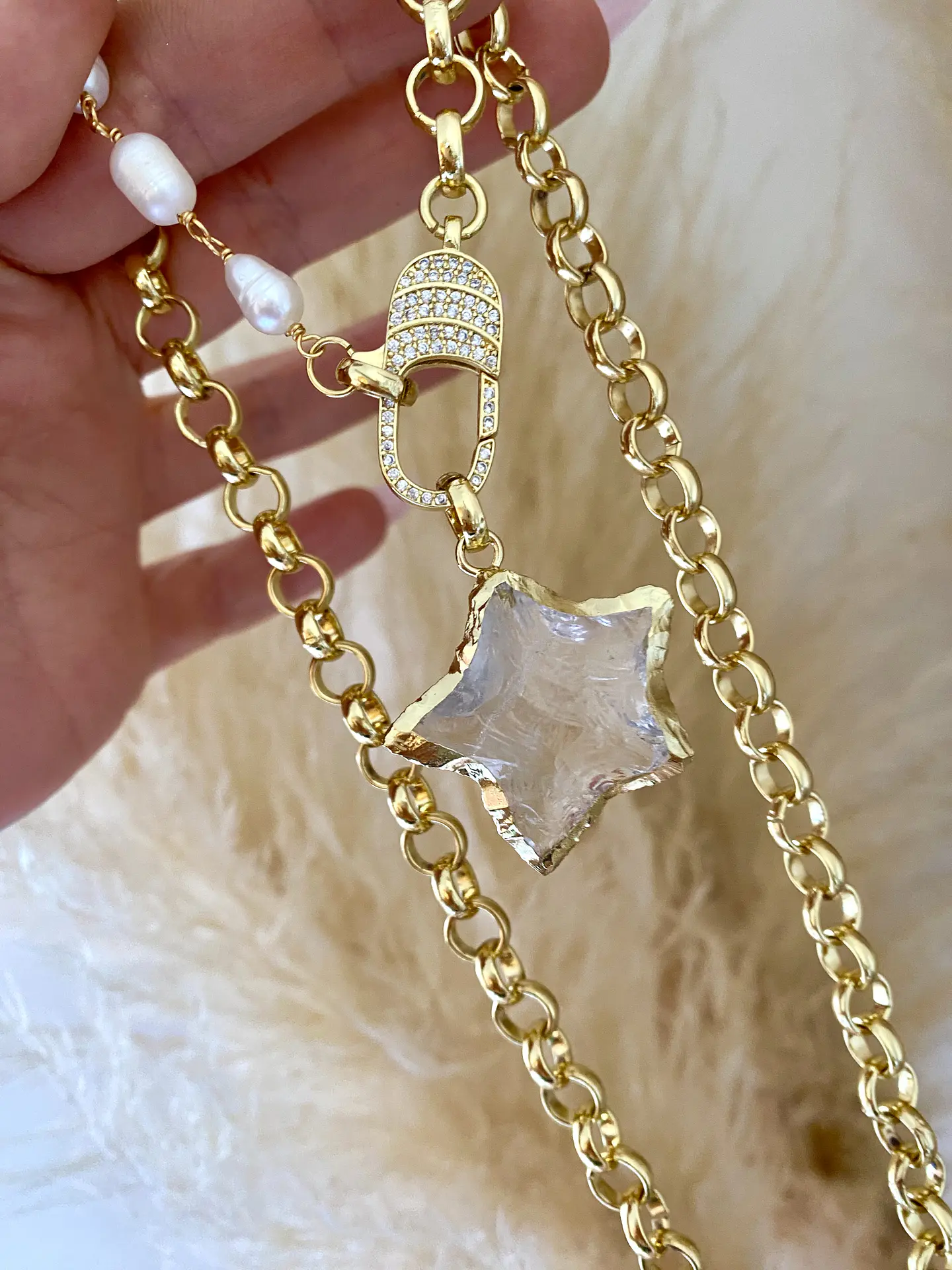 Collar XL Estrella Cuarzo Maxi eslabones mixtos  2