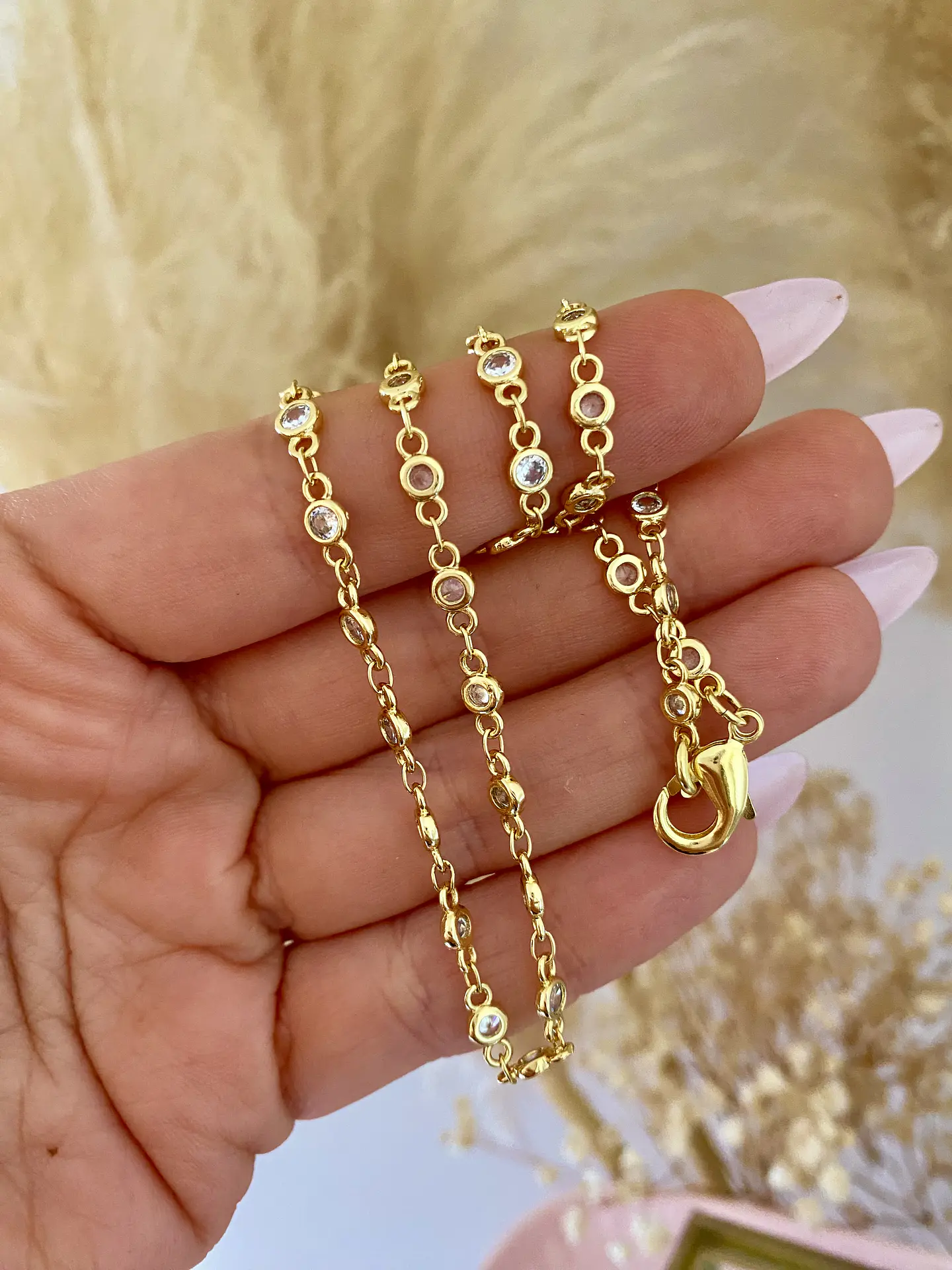 Cadena Circones engastados Gold  2