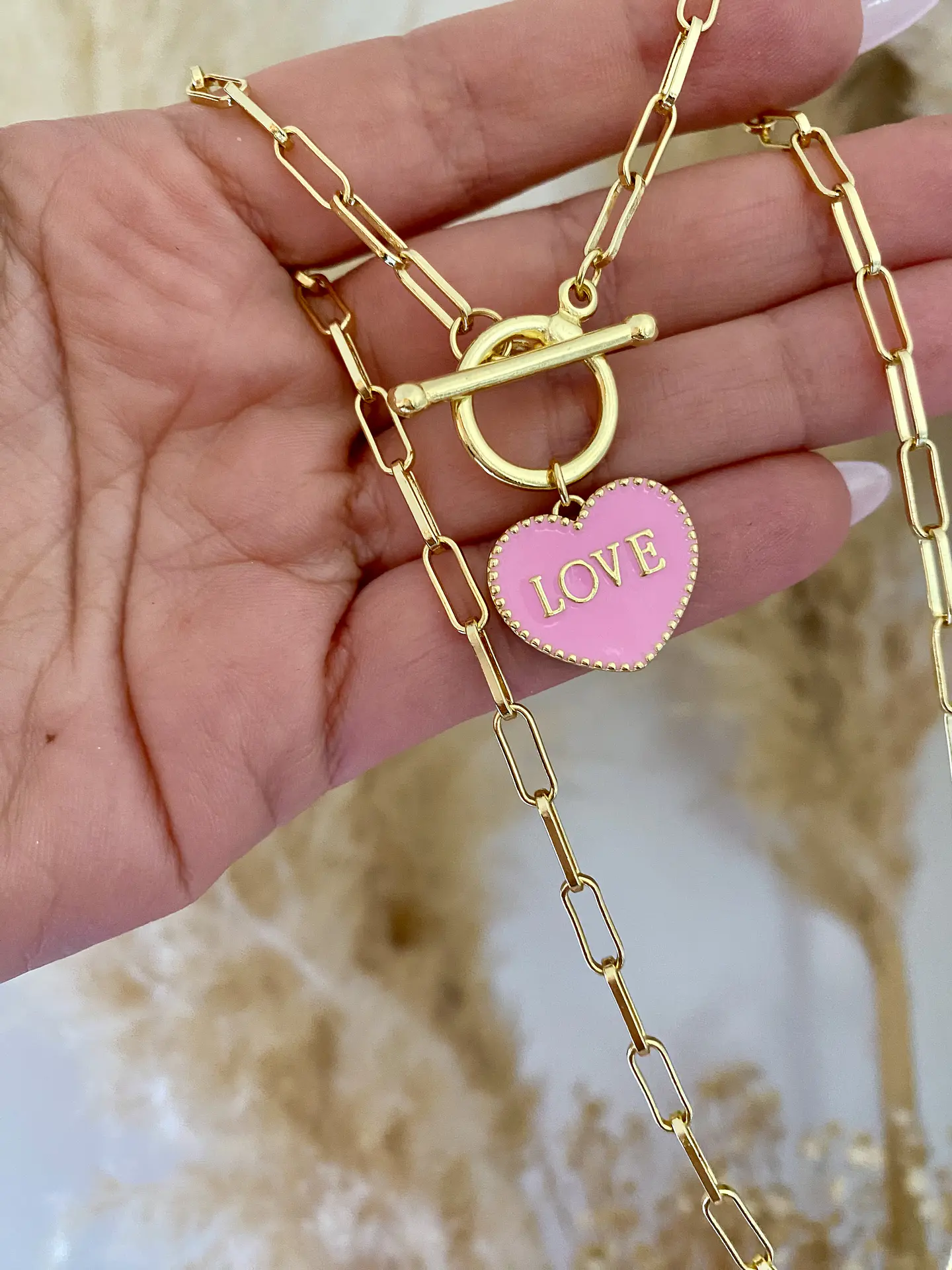 Collar Corazón LOVE pink 1