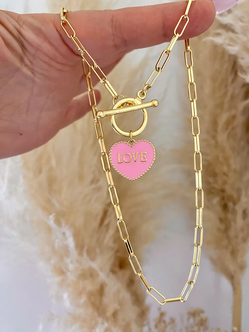 Collar Corazón LOVE pink 2