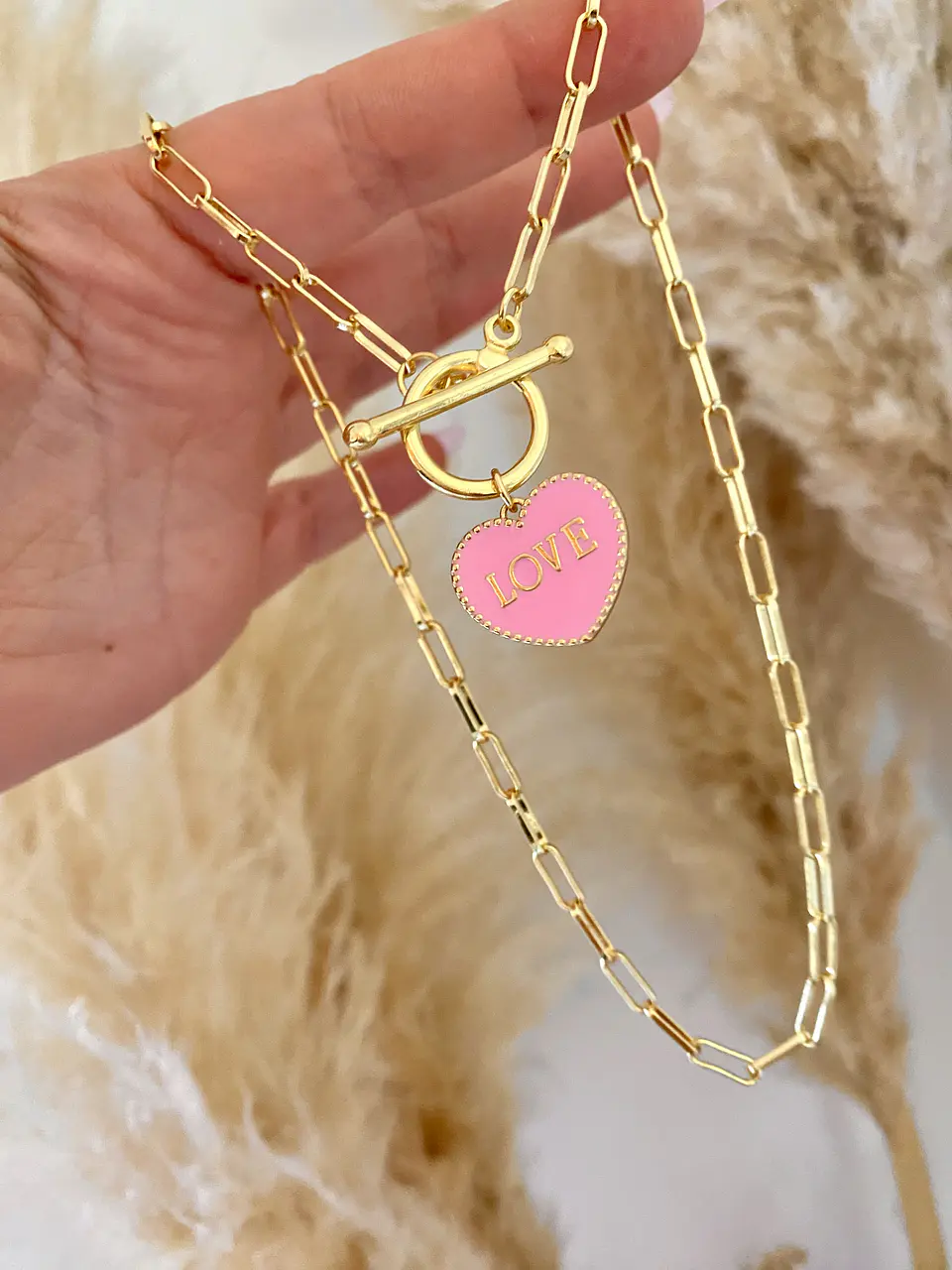 Collar Corazón LOVE pink 3