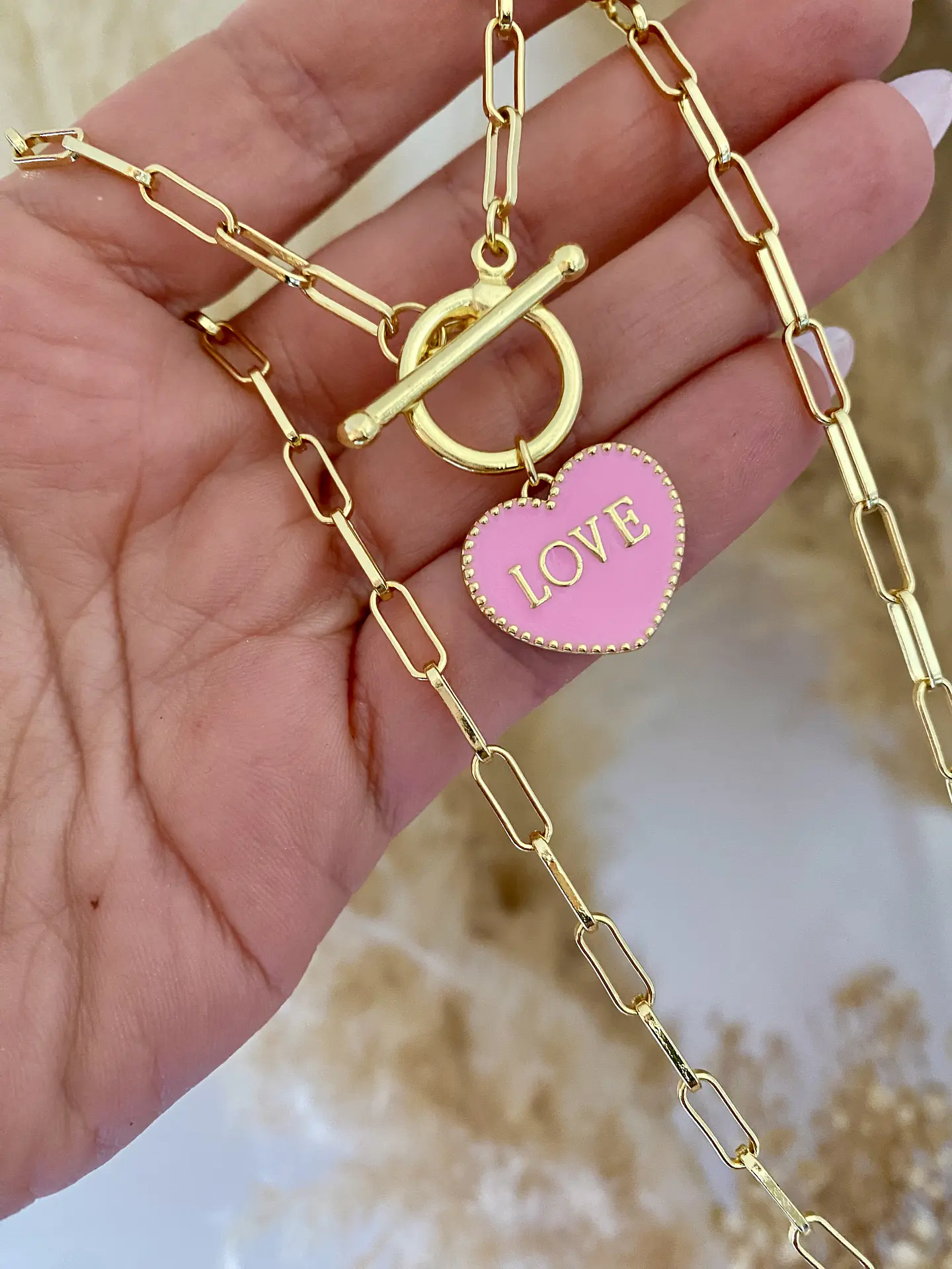 Collar Corazón LOVE pink 4
