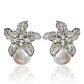 Aros Flor Hibiscus Luxury Circones Perla Silver - Miniatura 6
