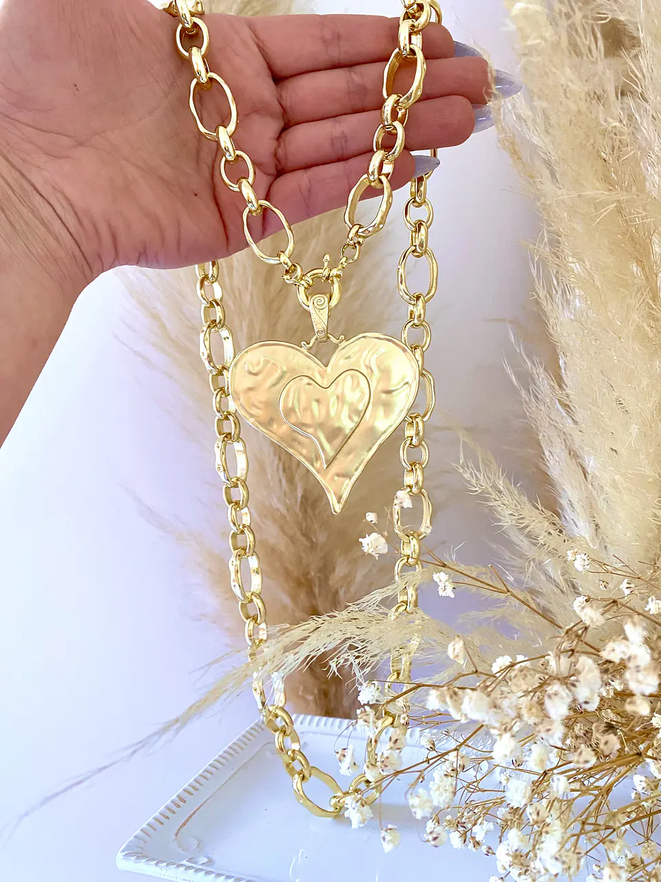 Maxi Collar XL Medallón Corazón Gold  7