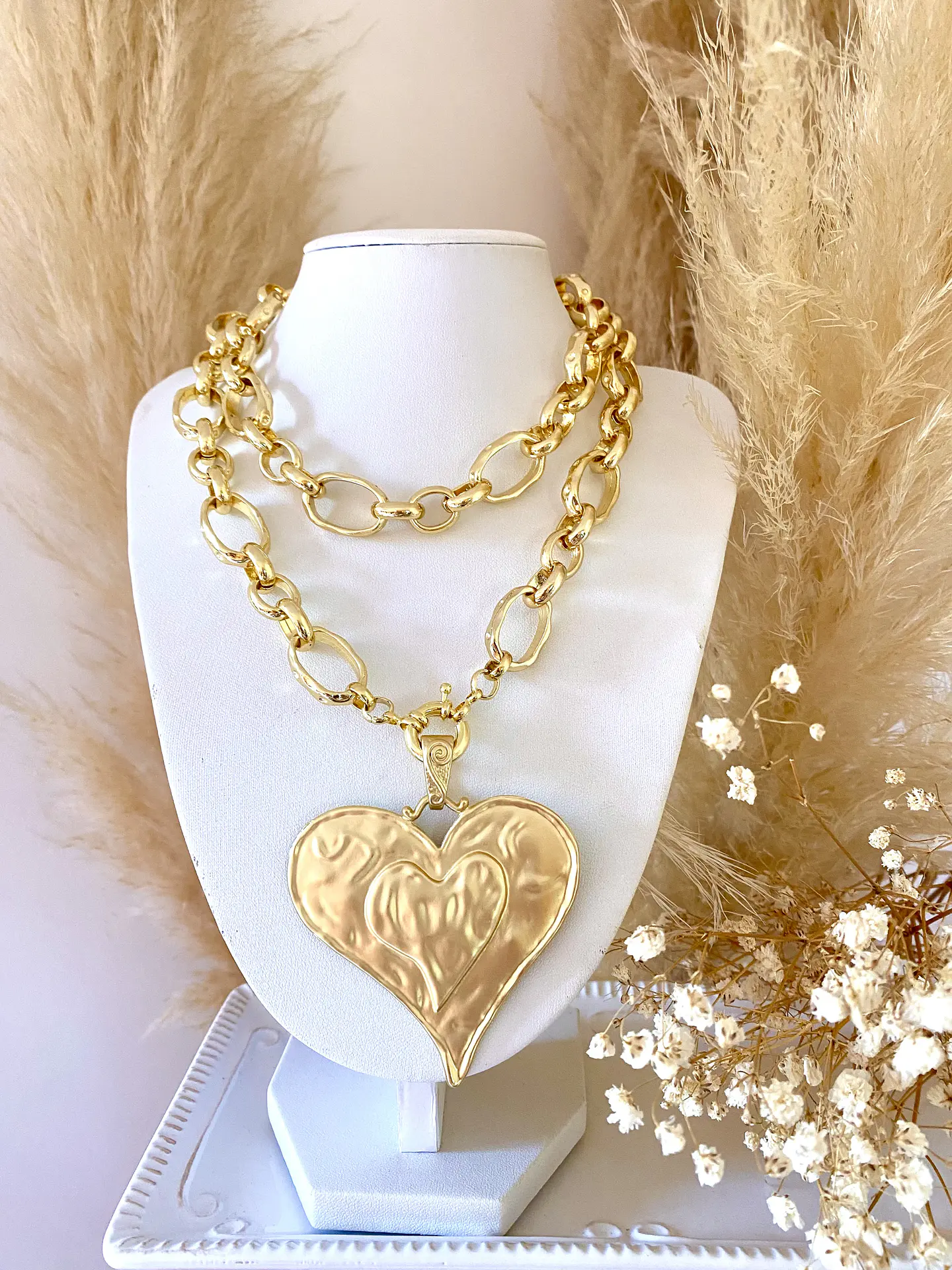 Maxi Collar XL Medallón Corazón Gold  8