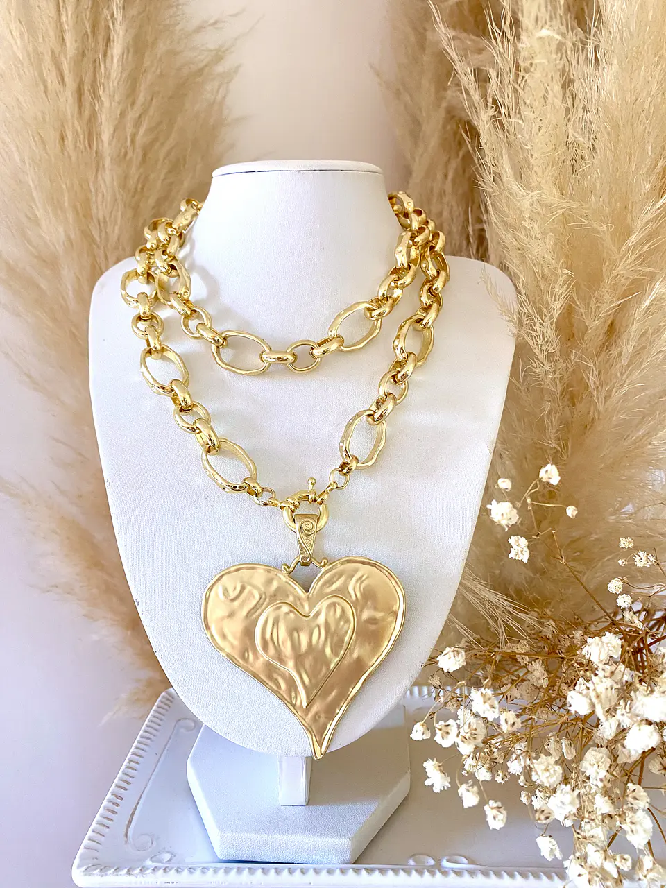 Maxi Collar XL Medallón Corazón Gold  8