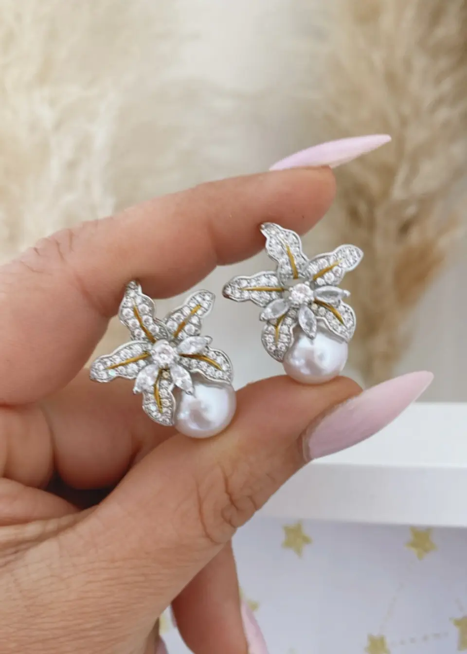 Aros Hibiscus Luxury Perla  Circones  1