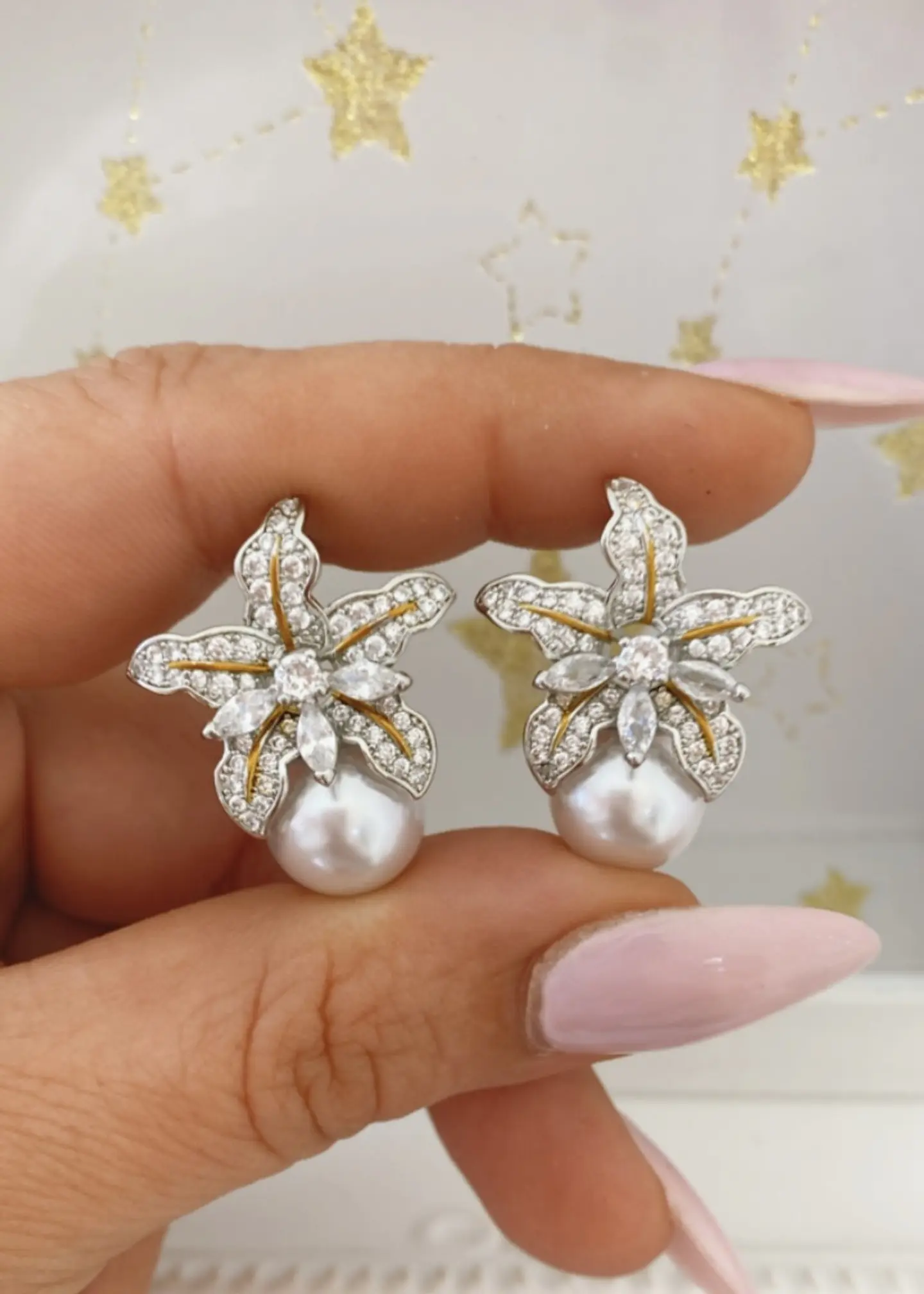 Aros Hibiscus Luxury Perla  Circones  3
