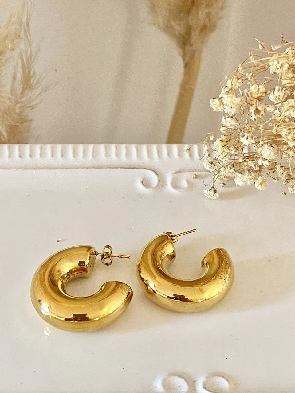 Aros Argolla Tubo Acero Gold 1