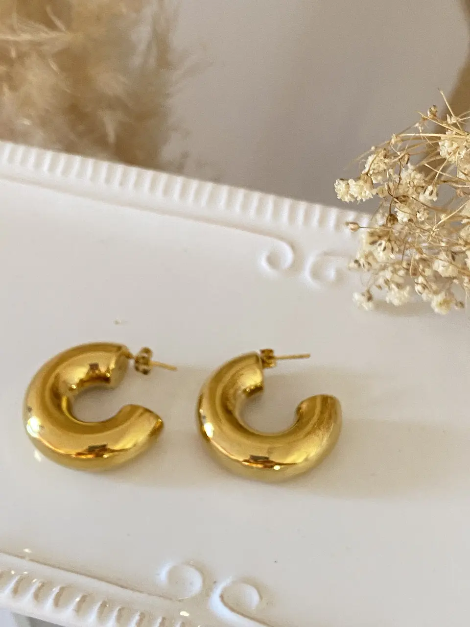 Aros Argolla Tubo Acero Gold 3