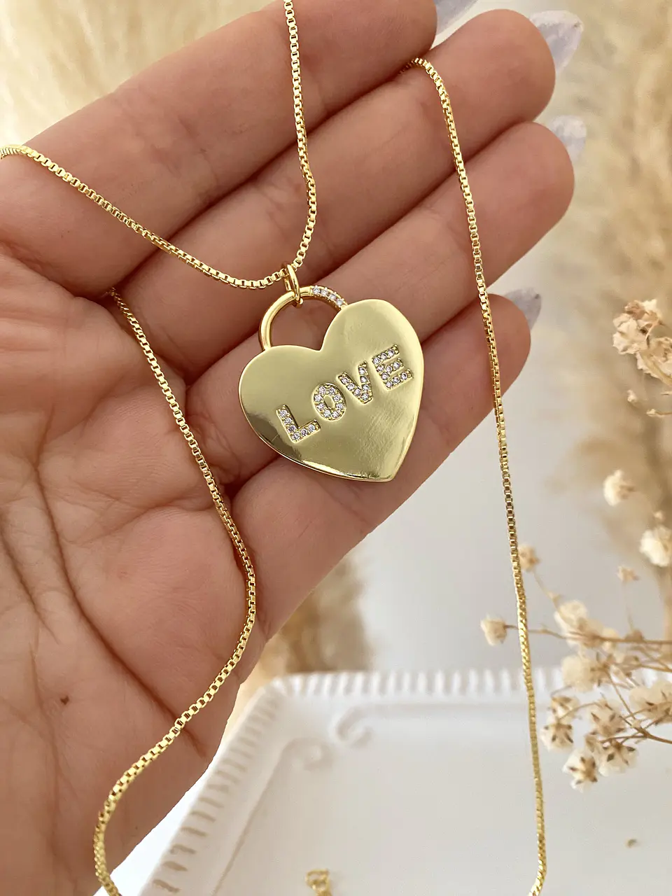 Cadena Corazón LOVE gold 3