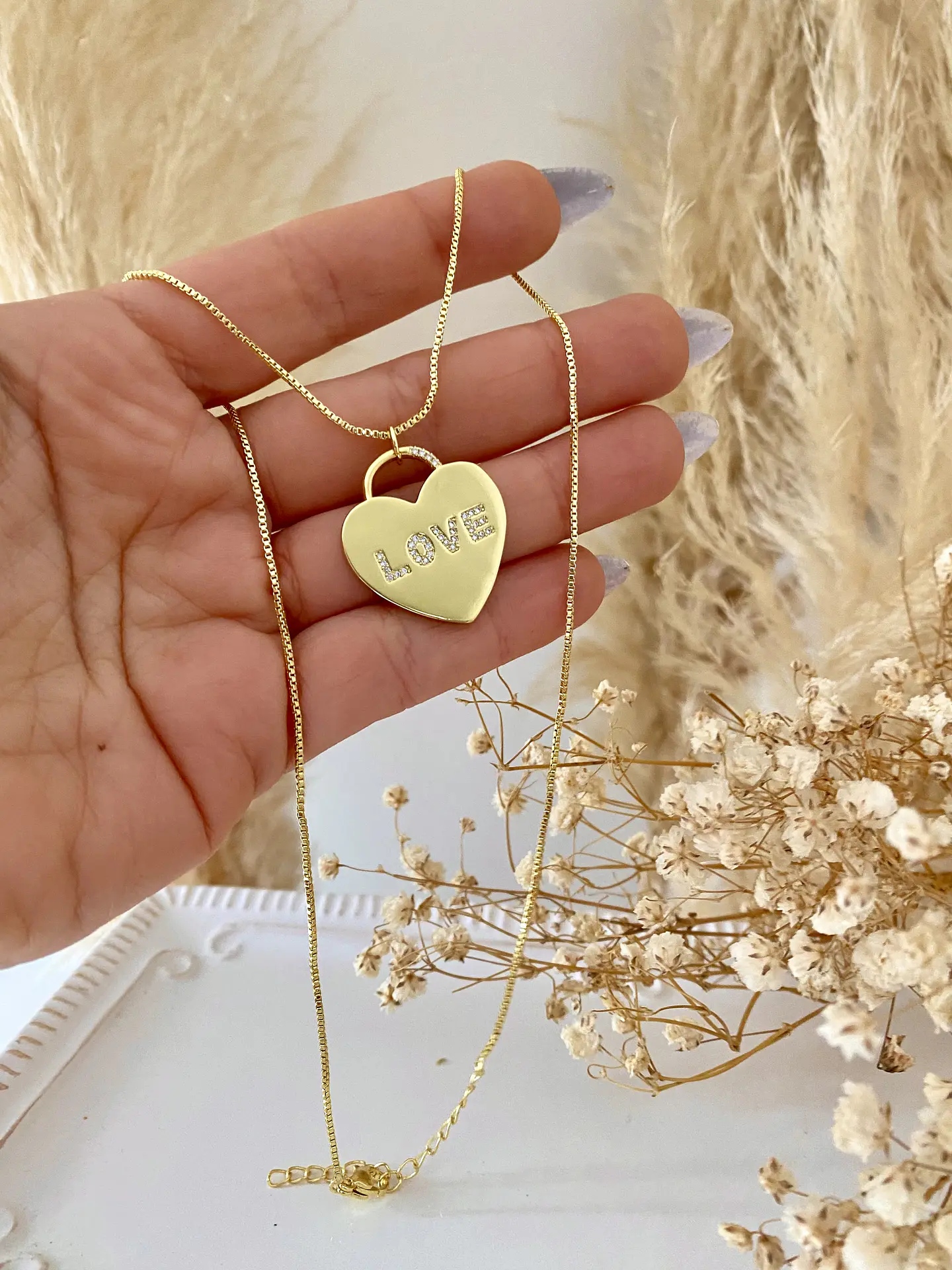 Cadena Corazón LOVE gold 1