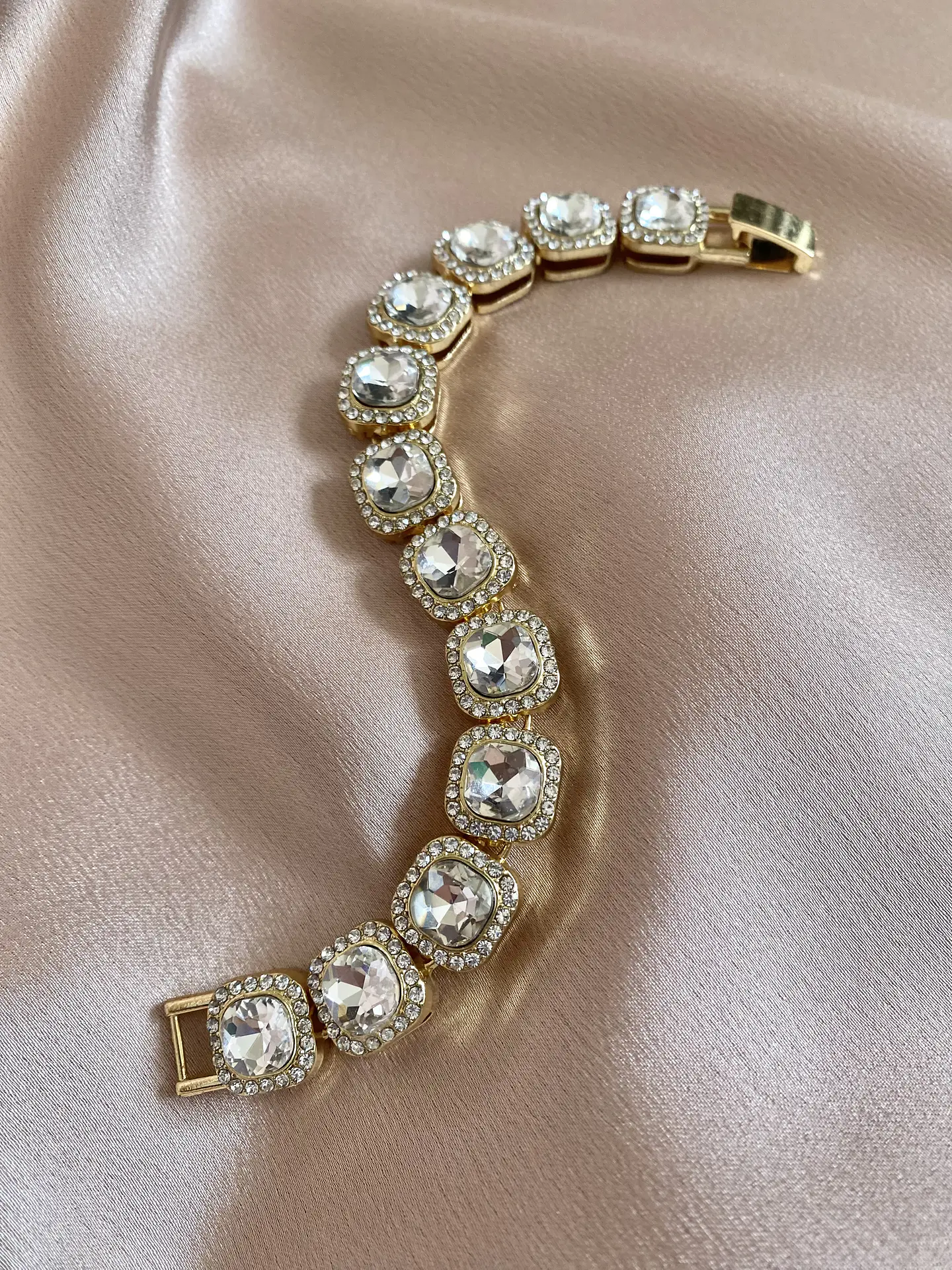 Maxi Pulsera Cintillo Circones Cuadrados Gold 2