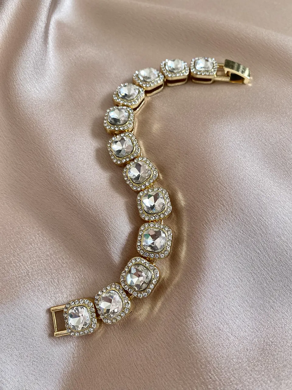 Maxi Pulsera Cintillo Circones Cuadrados Gold 2