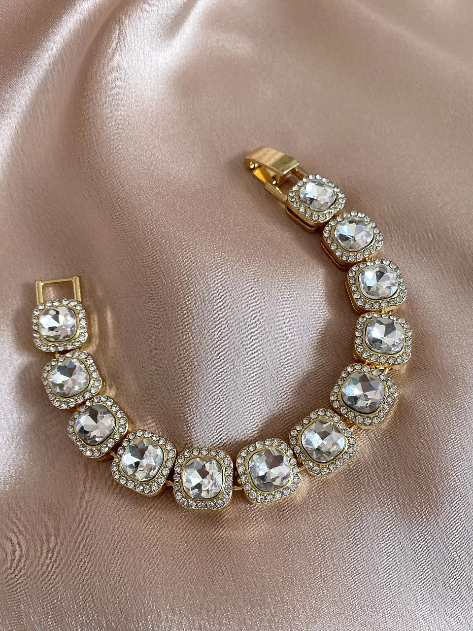 Maxi Pulsera Cintillo Circones Cuadrados Gold 1
