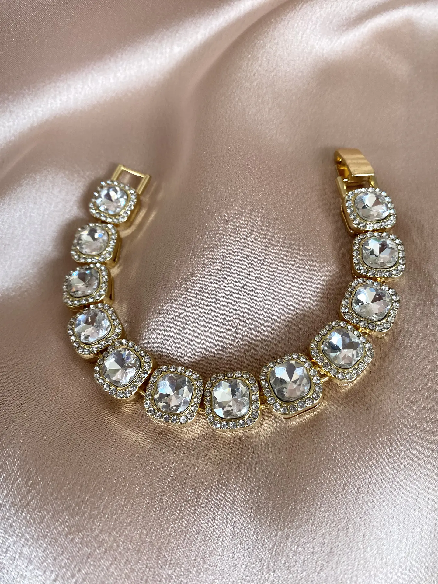Maxi Pulsera Cintillo Circones Cuadrados Gold 4