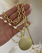  Collar XL Medallón Padre Nuestro Perlas rio y eslabones gold - Miniatura 1
