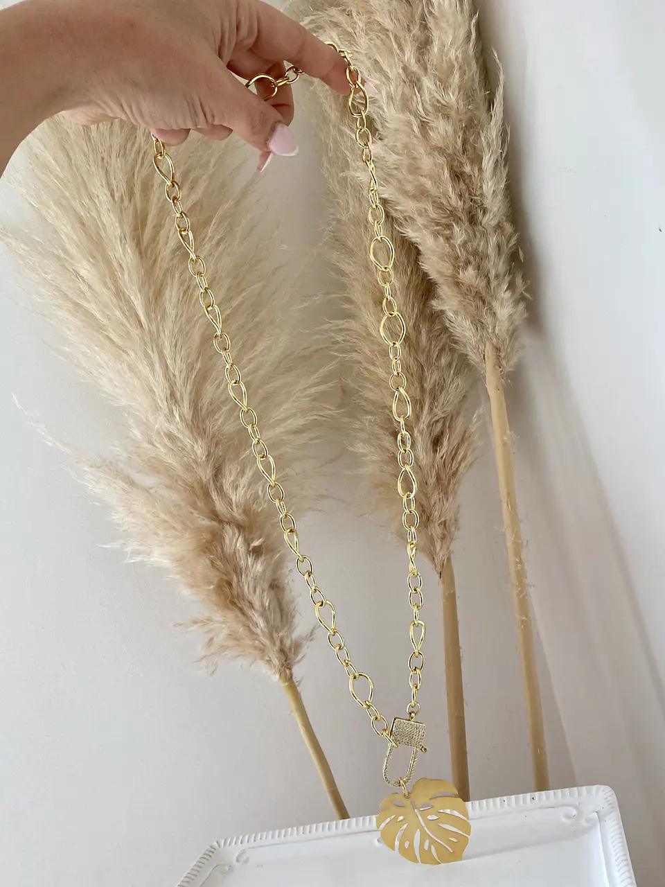 Collar XL Maxi Hoja broche Candado Circones  4