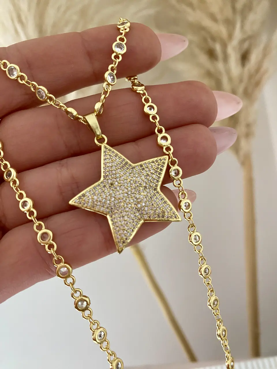 Collar Estrella Circones cadena cristales  1