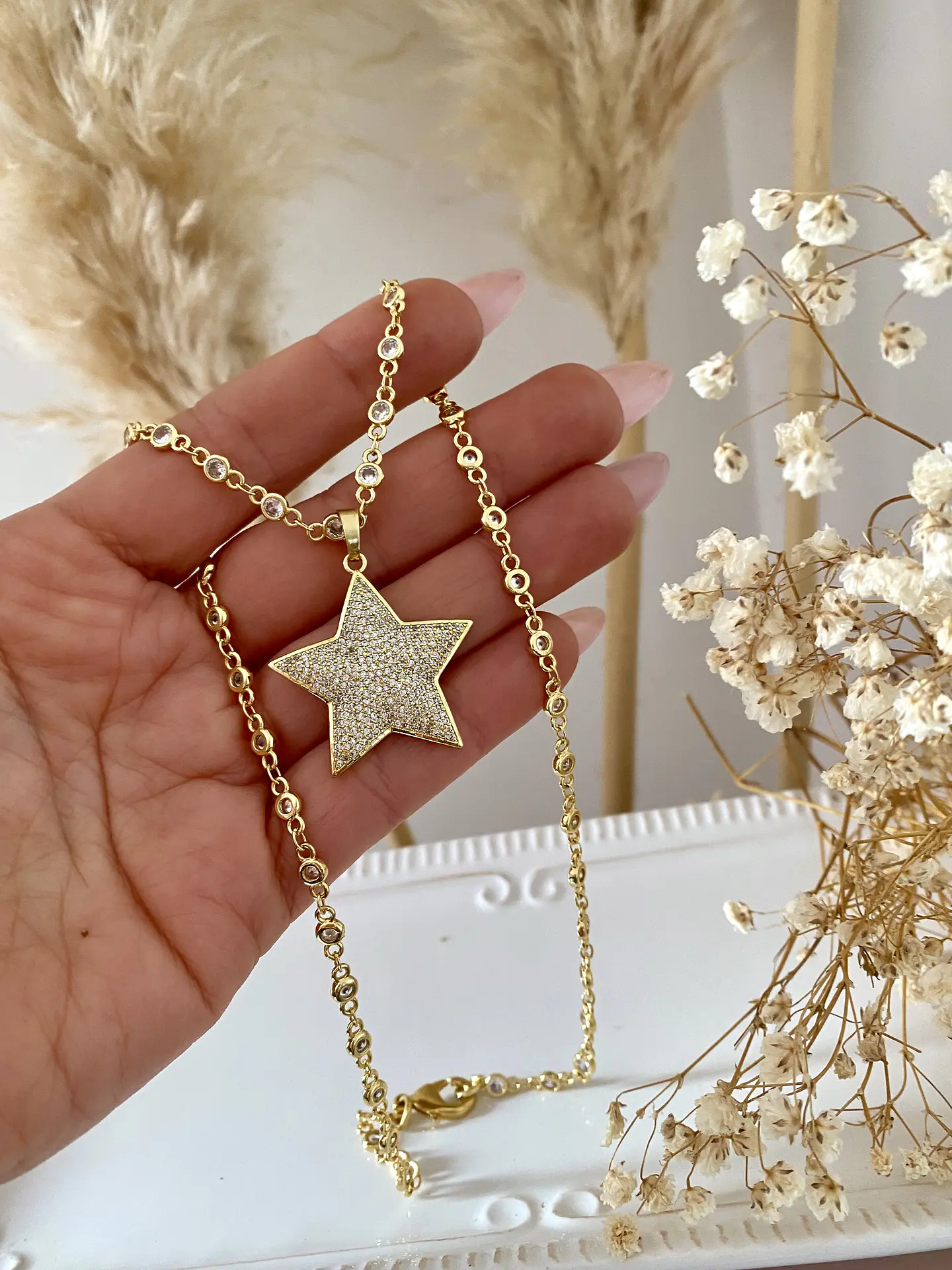 Collar Estrella Circones cadena cristales  4