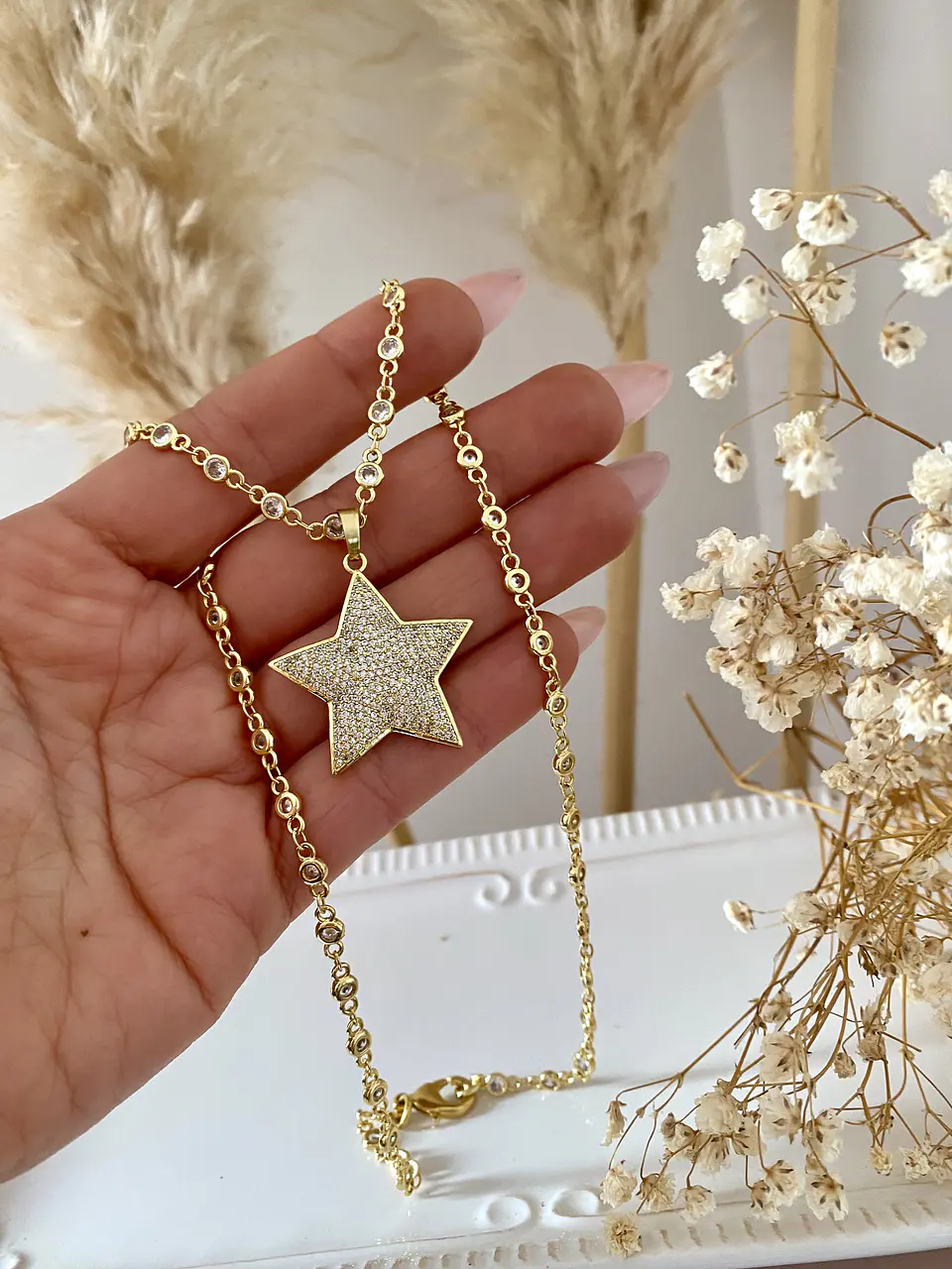 Collar Estrella Circones cadena cristales  4