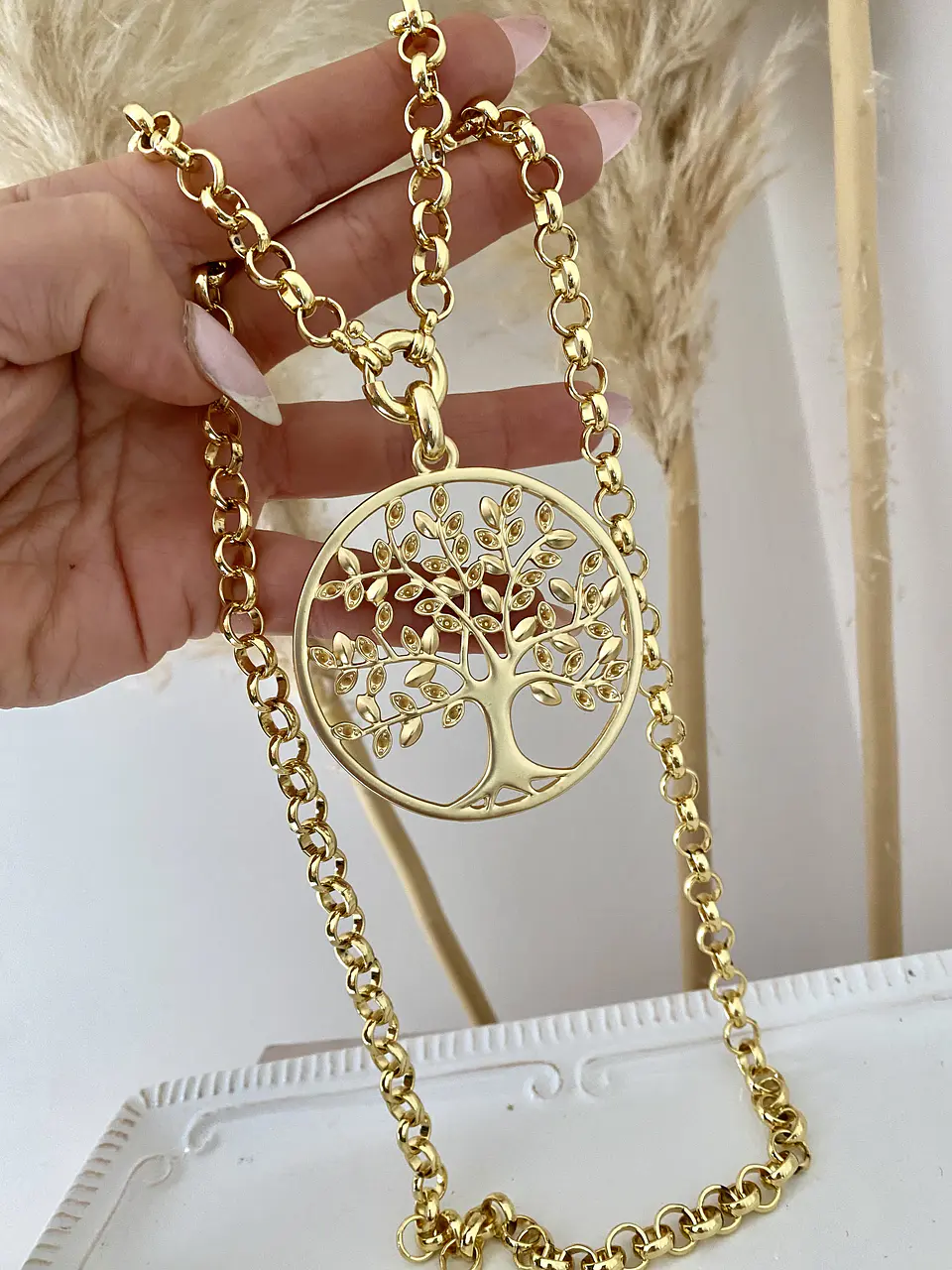 Collar Medallón Árbol del Vida eslabón Rolo Gold  3