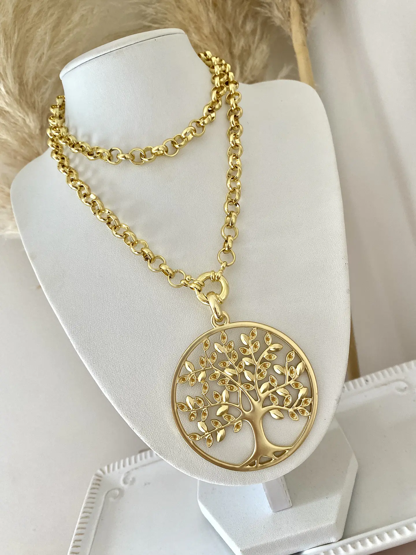 Collar Medallón Árbol del Vida eslabón Rolo Gold  4