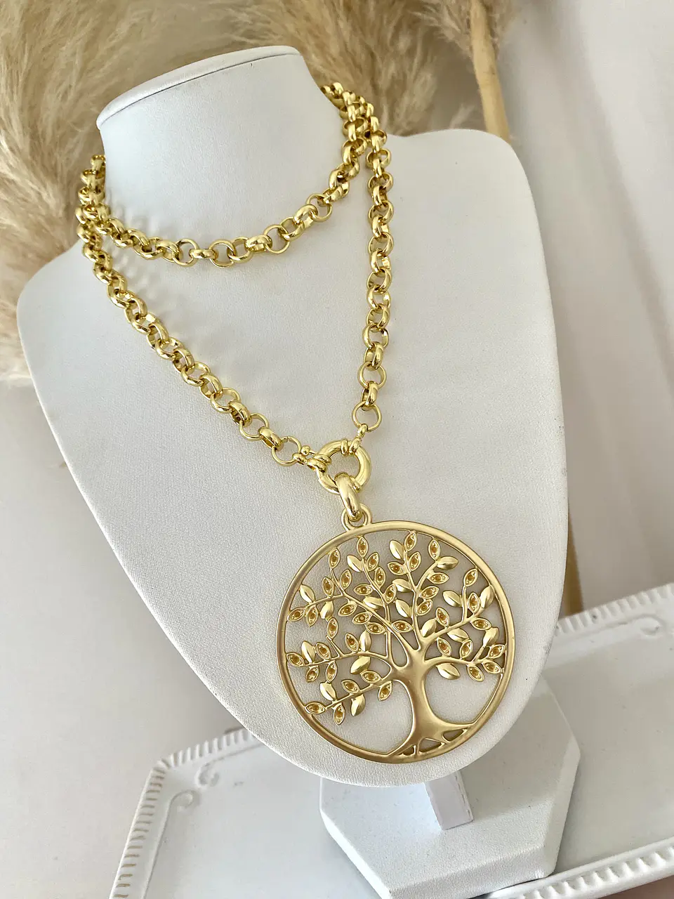 Collar Medallón Árbol del Vida eslabón Rolo Gold  4