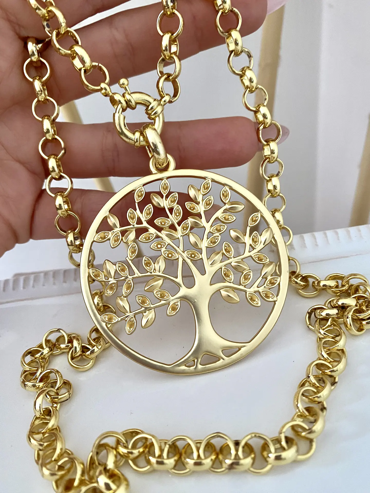 Collar Medallón Árbol del Vida eslabón Rolo Gold  5