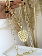 Collar XL Hoja y Maxi eslabones Irregulares Gold - Miniatura 1