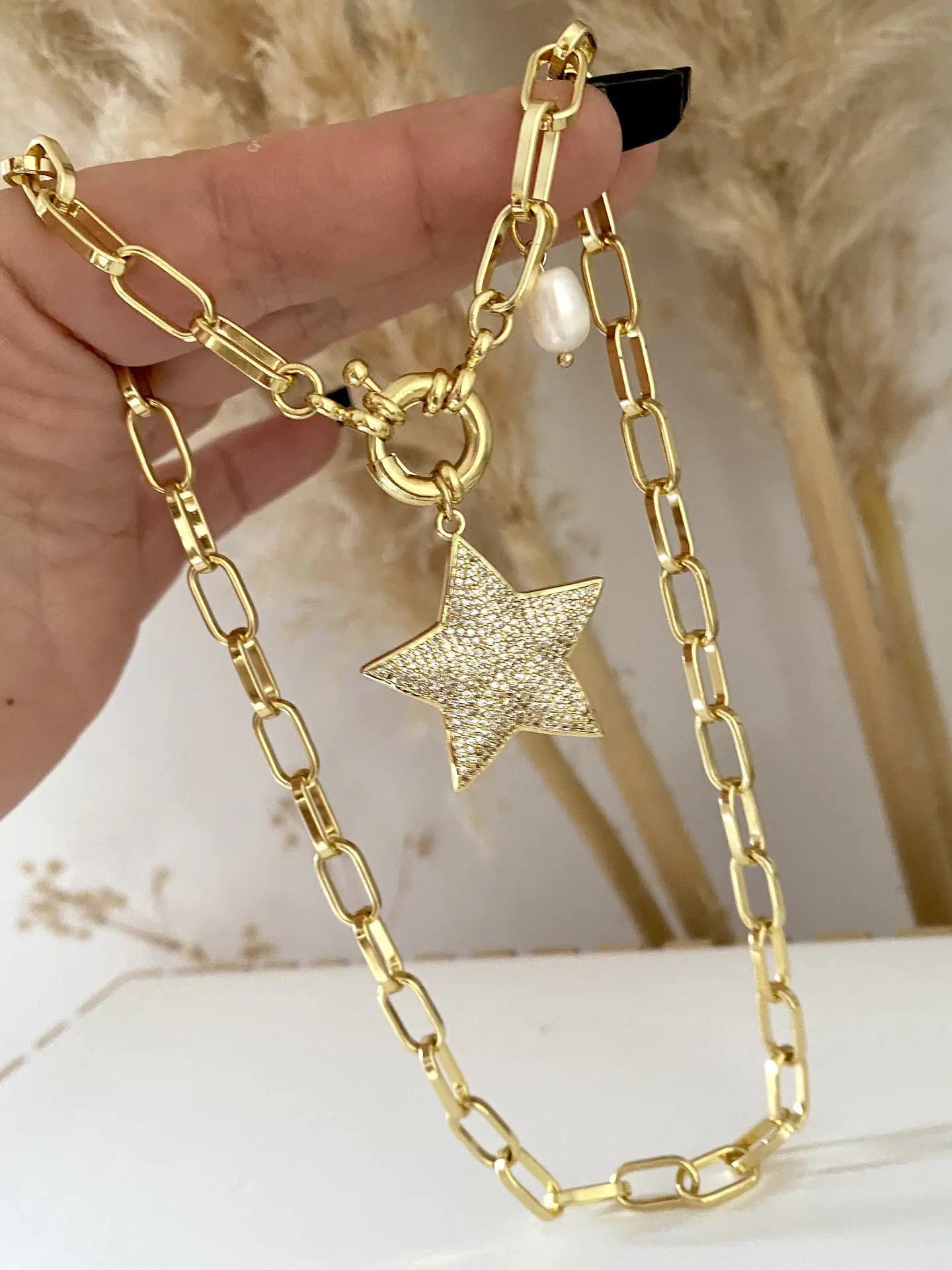Collar Estrella Circones  Perla Gold  1